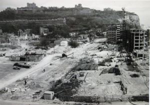 Townwall Street 1950s during the building of the Gateway Flats. Courtesy of David G Atwood.