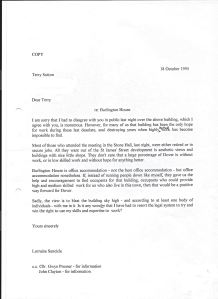 Letter to Terry Sutton - Chief reporter Dover Express and Dover Society Representative re Burlington House