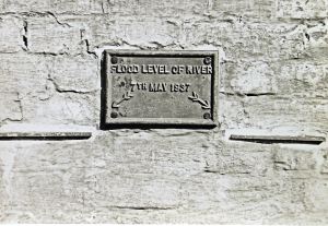 Flood level plaque, St James's Lane 7 May 1937 and taken by D. J Edward in September 1953. Dover Library