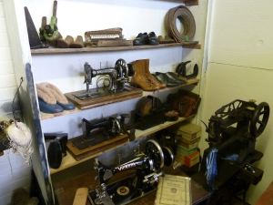 Greenstreet bootmakers shop, Bench Street, mock-up at Dover Transport Museum showing the different sewing machines and other artefacts used in the boot/shoe making trade. AS 2014