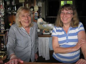 Jackie and daughter Jane behind the bar of the Louis Armstrong. LS 2014
