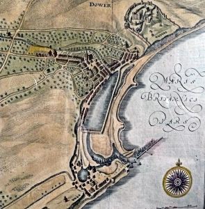 Early 16th century map of Dover. St Peter's Church can be seen on the north side of Market Square. Ian Cook