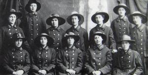 Conductress Lottie Scrase is in the centre of the front row.