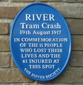 Crabble Tram Accident Dover Society Blue Plaque. AS 2015