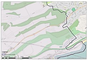 Farthingloe Valley showing Areas of Outstanding Natural Beauty (AONB). Openstreetmap
