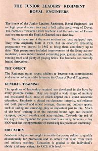 Junior Leaders objectives circa 1960s - Thanks to Roger Gray