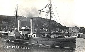 Lady Carmichael Paddle Steamer was converted to cable laying renamed Alert in 1889. Dover Museum