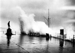 Dover Seafront with statue of Charles Rolls 1950s. Dover Museum