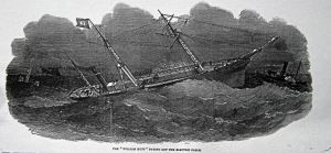 William Hutt paying out the electric cable. Illustrated London News 14.05.1853