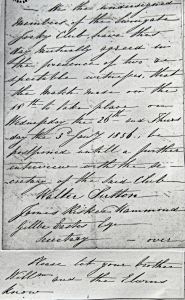 Letter from Swingate Jockey Club 1856. Dover Library