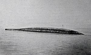 Glatton following her being sunk in Dover Harbour September 1918. AS Collection