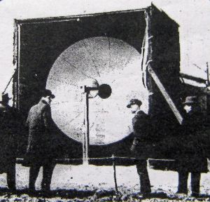Micro-wave transmission using a parabolic reflector Leathcote Point spring 1931. Dover Express