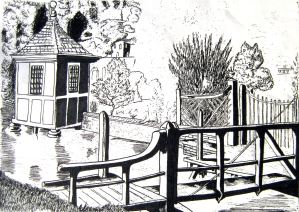 River Dour Crossing between what is now Pencester Garden and Dieu Stone Lane by George Jarvis George c1820-1840. Anthony Jarvis