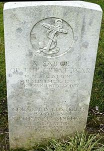 Gravestones of an Unknown Sailor d 16.09.1918 & Cornelius Costello stoker d 17.09.1918 victims of the Glatton accident. St James Cemetery Dover. AS 2015