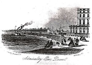 Admiralty Pier with a steamer approaching c1870