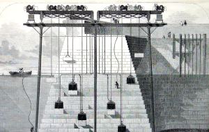 Admiralty Pier construction c1847-1850. Dover Library