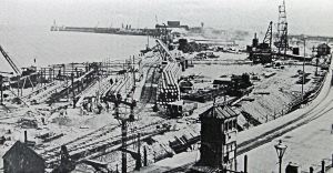 Admiralty Pier during widening for the Marine Station circa 1912. Dover Harbour Board.