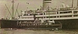 Hamburg -America Liner Patria with tender Lady Saville late 1930s. David Ryeland
