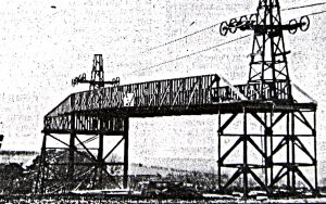 Aerial Ropeway crossing the road near Malmains Farm. Dover Express 30.07.1982