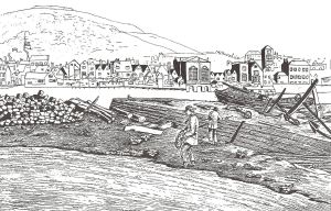 Ship builders on Dover beach 1820 by George Jarvis before the construction of the town mansions in 1818