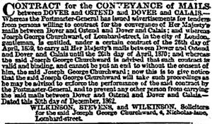 Notice from Churchward's solicitors appertaining to his Contract January 1863