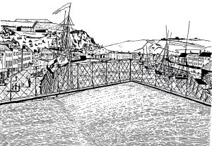 View from the roof of the Fector Bank by George Jarvis. Western Heights on the left and Castle on the right