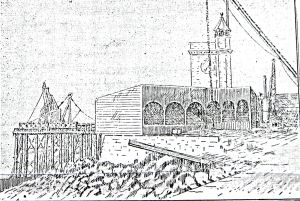 Prince of Wales Pier at the start of construction showing the lattice work. Dover Express July 1893