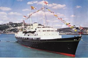 The Royal Yacht Britannia in 1979 arriving for the Installation of Queen Elizabeth the Queen Mother as the Lord Warden of the Cinque Ports. DHB Archives