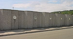Concrete Hovercraft shield along the length of the former lattice ironwork west side of the Prince of Wales Pier. Alan Sencicle