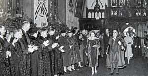 Queen Elizabeth and Prince Philip at Dover Town Hall with Mayor Jack Williams meeting town dignitaries 28 March1958. Bob Hollingsbee Collection