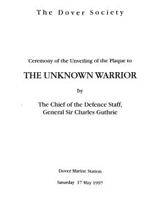 Unknown Warrior - Unveiling of the Dover Society Plaque programme at Marine Station 17.05.1997. David Iron Collection