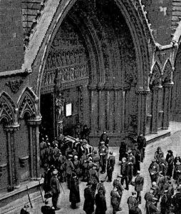 The Unknown Warrior's coffin being taken into Westminster Abbey 11 November 1920. Times