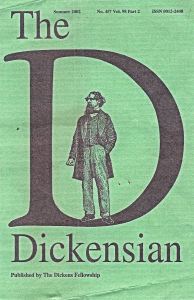 Dickensian magazine, published by the Dickens Fellowship, front cover No457 vol 98 Summer 2002