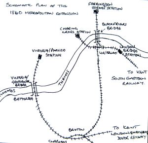 London Chatham & Dover Railway - Schematic Plan of the 1860 Metropolitan Extension - LS2015