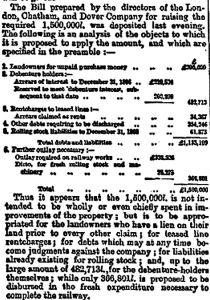 Summary of the Bill prepared by the Directors of London, Chatham and Dover Railway Times 19 December 1866