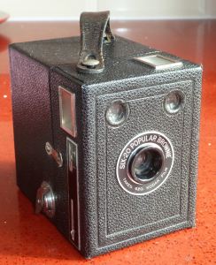 Eastman Kodax Brownie box camera with fixed focus lens, single speed and a fixed aperture. Alan Sencicle