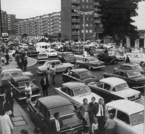 Townwall Street after widening - Traffic chaos 1965. Ray Warner