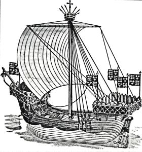 Cinque Port Cog early 14th cent, note the rudder. Dover Library