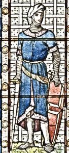 Stephen de Pencester - Lord Warden 1267-1297 - designed by H W Lonsdale 1892 for a window in the Maison Dieu. Dover Museum