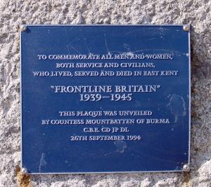 Frontline Britain memorial to those Civilians and Services killed in East Kent 1939-1945 - Dover Seafront. Unveiled by Countess Mountbatten of Burma 20.09.1994. LS