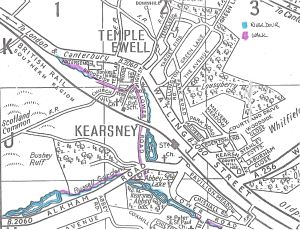 Dour Walk - Temple Ewell & Kearsney Map, Service Publications c1990
