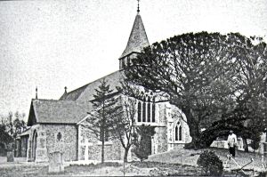 St Andrews Church Buckland 1880s and the famous yew tree after it had been moved. Bob Hollingsbee