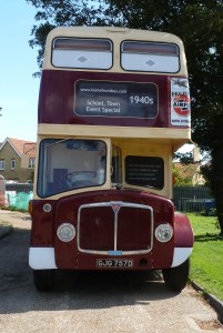 East Kent Road Car Company AEC Regent V double-deck 1966 bus now owned by the Home Front Tours outside the Dover Transport Museum. Norman Burnett. 