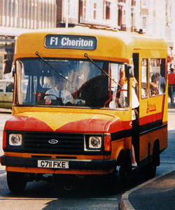 East Kent Bus Company 1986 Ford 190 long-wheel vase transit with Dormobile 16-seat minibus body at Folkestone. Vic Underhill