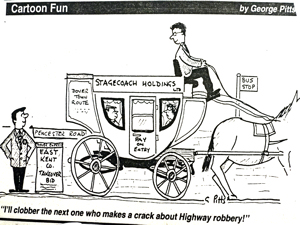 Stagecoach takeover of East Kent Road Car Company2 in August 1993 by George Pitts, Dover Express 19 August 1993.