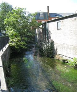 River Dour alongside St James Lane. LS