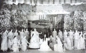 DODS 1950 production of Gilbert & Sullivan's in Connaught Hall. Iolanthe Queen of the Fairies scene. LS