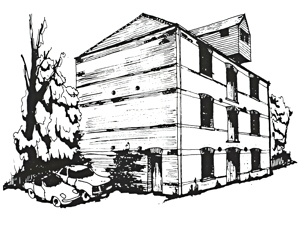 DODS Mill, Temple Ewell purchased 1971 to provide rehearsal rooms, work shop and storage - artists drawing George & Julie Ruck