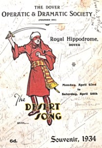 The Desert Song at the Hippodrome, Snargate Street. Autographed programmed 1934 George & Julie Ruck