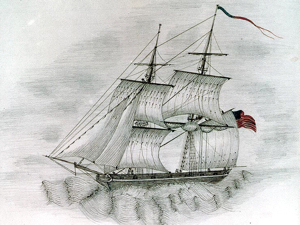  Brig USS Somers, similar in design to the Creole, sketched by a crewmember of USS Columbus (1842). Wikimedia-Commons
